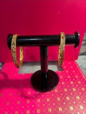 Gold-Tone Red Crystal Bangle Bracelets - Women Jewelry